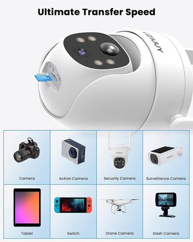 بطاقة SD VIZIUUY Micro 64GB لكاميرات الأمان، قراءة 90 ميجابايت/ثانية، كتابة 25 ميجابايت/ثانية، بطاقة ذاكرة لكاميرات الأمان الشمسية الداخلية والخارجية، كاميرا الحركة، كاميرا داش (64 جيجابايت) in Kuwait