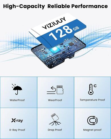 بطاقة SD VIZIUUY Micro 64GB لكاميرات الأمان، قراءة 90 ميجابايت/ثانية، كتابة 25 ميجابايت/ثانية، بطاقة ذاكرة لكاميرات الأمان الشمسية الداخلية والخارجية، كاميرا الحركة، كاميرا داش (64 جيجابايت) in Kuwait