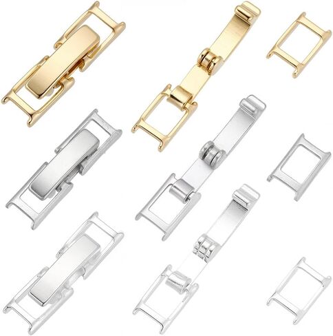 SUNNYCLUE 1 Box 18Pcs Fold Over Clasp Necklace Bracelet Extender Gold Silver Small Fastener Extension Foldover Clasps for Jewelry Making Accessories Necklaces Bracelets Women DIY Crafts Supplies in Saudi Arabia