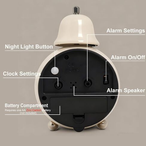 3" Analog Alarm Clock - Silent Non Ticking Small Clock, Rotatable Stand Metal Desk Clock, Simple Design for Living Room Decor/Bedroom/Bedside/Shelf (Yellow) in Kuwait