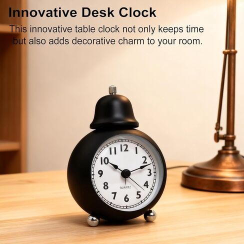 3" Analog Alarm Clock - Silent Non Ticking Small Clock, Rotatable Stand Metal Desk Clock, Simple Design for Living Room Decor/Bedroom/Bedside/Shelf (Yellow) in Kuwait