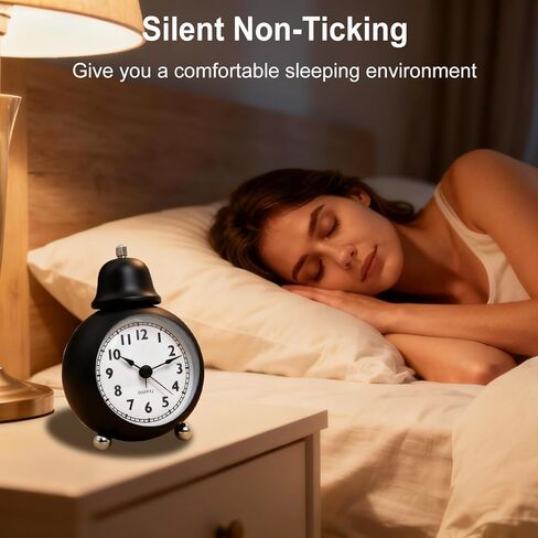 3" Analog Alarm Clock - Silent Non Ticking Small Clock, Rotatable Stand Metal Desk Clock, Simple Design for Living Room Decor/Bedroom/Bedside/Shelf (Yellow) in Kuwait