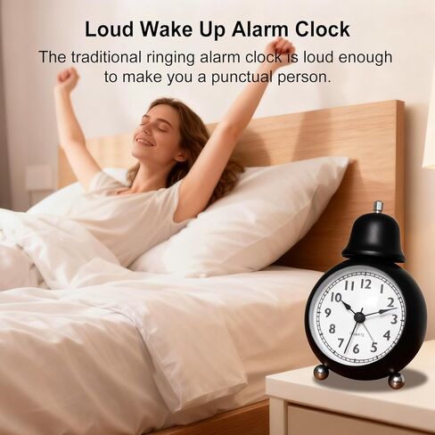 3" Analog Alarm Clock - Silent Non Ticking Small Clock, Rotatable Stand Metal Desk Clock, Simple Design for Living Room Decor/Bedroom/Bedside/Shelf (Yellow) in Kuwait