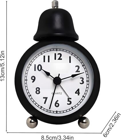3" Analog Alarm Clock - Silent Non Ticking Small Clock, Rotatable Stand Metal Desk Clock, Simple Design for Living Room Decor/Bedroom/Bedside/Shelf (Yellow) in Kuwait