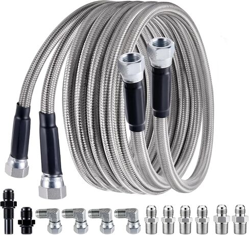 مجموعة خط الوقود EVIL ENERGY 6AN PTFE مقاس 70 بوصة مجموعة خط خرطوم تبريد زيت سائل ناقل الحركة لـ 4L60E 4L80E، طقم خرطوم الوقود PTFE المضفر من الفولاذ المقاوم للصدأ AN6 لـ TH350 TH400 700R4 TR6060 4R70W Ford C5 5.8FT in Saudi Arabia