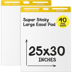 ReliThick 4 Pack Sticky Easel Pad, 25 x 30 in, White, 20 Sheets/Pad, Flip Chart Paper for Teachers, Large Sticky Chart Paper for Wall, Self Stick Easel Pad for Office School Classroom in Kuwait