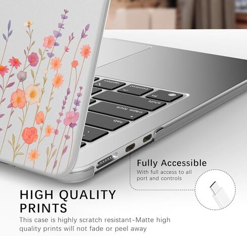 Idocolors Compatible with MacBook Air 13 inch Case 2022 2021 2020 2019 2018 Release M1 A2337 A2179 A1932, Matt Plastic Frosted Hard Shell for MacBook Air 13.3 inch Case, Floral_A in Saudi Arabia