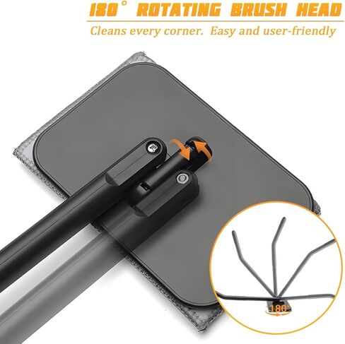 Car Windshield Cleaning Tool, Vehicle Window Cleaner with Extendable Handle & 4 Washable Microfiber Pads, Automotive Glass Wiper Windscreen Wash Kit, Universal for Vehicles in Saudi Arabia