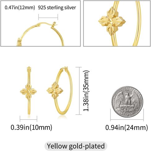 أقراط دائرية مطلية بالذهب الأبيض أقراط هوجي هوب للنساء أقراط كروس هوب 35 ملم in Kuwait