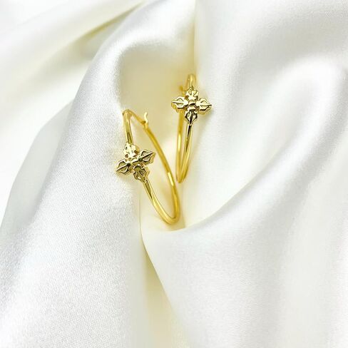 أقراط دائرية مطلية بالذهب الأبيض أقراط هوجي هوب للنساء أقراط كروس هوب 35 ملم in Kuwait