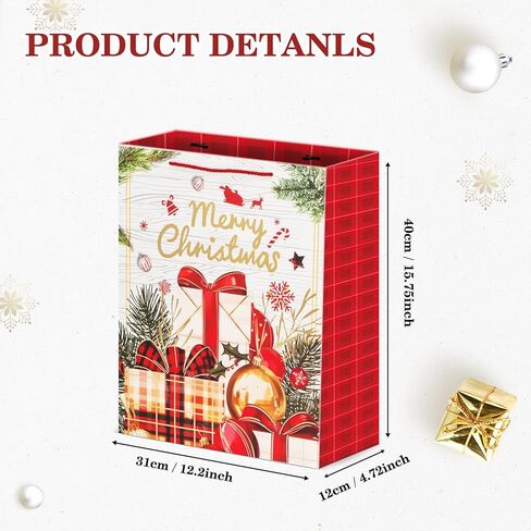 HAMUTH 4 Pack 16" Extra Large Christmas Gift Bags, Bulk Large Bags with Tissue Paper, Reusable Holiday Gift Bags with Handles for Christmas Gifting & Party Favors in Saudi Arabia
