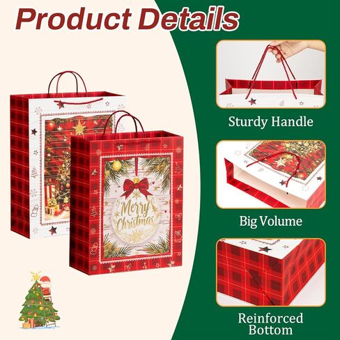 HAMUTH 4 Pack 16" Extra Large Christmas Gift Bags, Bulk Large Bags with Tissue Paper, Reusable Holiday Gift Bags with Handles for Christmas Gifting & Party Favors in Saudi Arabia