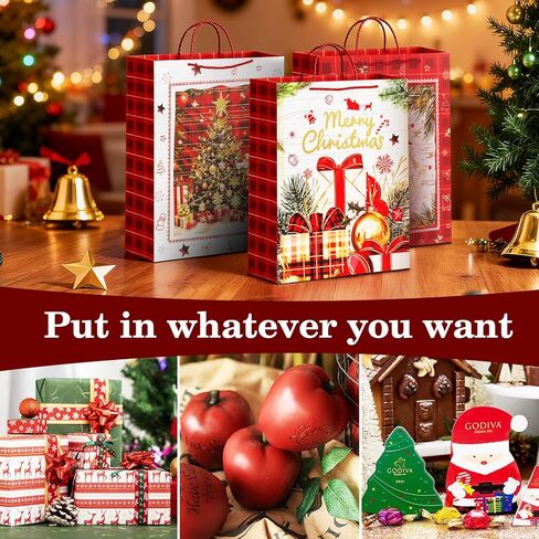 HAMUTH 4 Pack 16" Extra Large Christmas Gift Bags, Bulk Large Bags with Tissue Paper, Reusable Holiday Gift Bags with Handles for Christmas Gifting & Party Favors in Saudi Arabia
