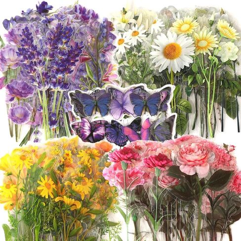 200 Piece Transparent Flower Butterfly Sticker for Scrapbooking, Natural Item Plant Material Sticker, Sticker with Dried, Clear, Pressed in Saudi Arabia