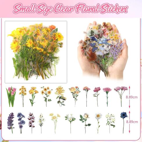 200 Piece Transparent Flower Butterfly Sticker for Scrapbooking, Natural Item Plant Material Sticker, Sticker with Dried, Clear, Pressed in Saudi Arabia