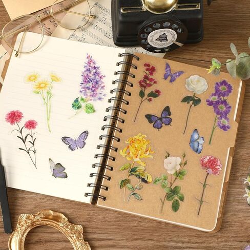 200 Piece Transparent Flower Butterfly Sticker for Scrapbooking, Natural Item Plant Material Sticker, Sticker with Dried, Clear, Pressed in Saudi Arabia