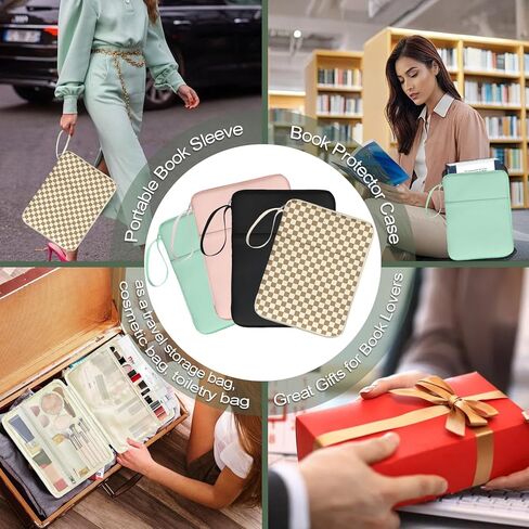 غلاف كتاب لطيف بطبعة زهور، حقيبة حمل كتب سفر من جلد البولي يوريثان مقاومة للماء، حقيبة غطاء حامي للكتاب مع سحاب، حقيبة كتب محمولة مقاس 12.6 بوصة × 9.4 بوصة لهدايا محبي الكتب الورقية من Kindle in Kuwait