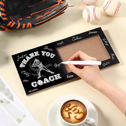 Blosssound Thank You Coach Gifts Baseball Theme Picture Frame Thanks Coach Frame 4 x 6 Inch Thank You Coach Photo Frame Baseball Wood Picture Frame with Pen for Coaches Appreciation Graduation Retired in Saudi Arabia