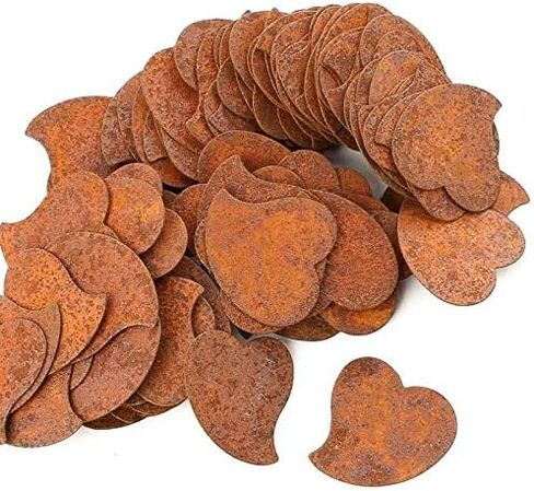 Pack of 12 Rusty Tin Folk Heart Cutouts - Rusted Metal Heart Shapes for DIY Crafts - Primitive, Rustic Country, Farmhouse DIY Crafts and Decorative Accents (Size: 2" Long x 3-1/2" Wide) in Saudi Arabia
