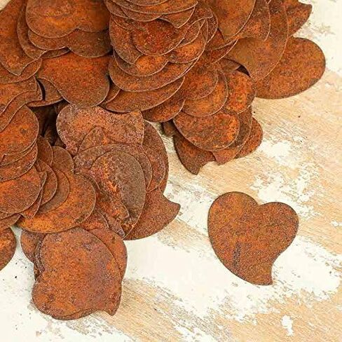 Pack of 12 Rusty Tin Folk Heart Cutouts - Rusted Metal Heart Shapes for DIY Crafts - Primitive, Rustic Country, Farmhouse DIY Crafts and Decorative Accents (Size: 2" Long x 3-1/2" Wide) in Saudi Arabia