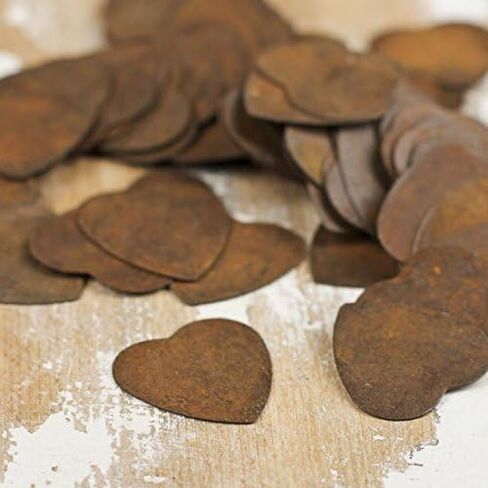Pack of 12 Rusty Tin Folk Heart Cutouts - Rusted Metal Heart Shapes for DIY Crafts - Primitive, Rustic Country, Farmhouse DIY Crafts and Decorative Accents (Size: 2" Long x 3-1/2" Wide) in Saudi Arabia