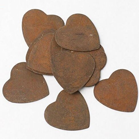 Pack of 12 Rusty Tin Folk Heart Cutouts - Rusted Metal Heart Shapes for DIY Crafts - Primitive, Rustic Country, Farmhouse DIY Crafts and Decorative Accents (Size: 2" Long x 3-1/2" Wide) in Saudi Arabia