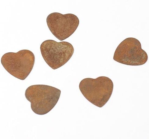 Pack of 12 Rusty Tin Folk Heart Cutouts - Rusted Metal Heart Shapes for DIY Crafts - Primitive, Rustic Country, Farmhouse DIY Crafts and Decorative Accents (Size: 2" Long x 3-1/2" Wide) in Saudi Arabia