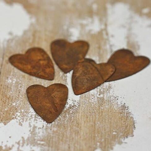 Pack of 12 Rusty Tin Folk Heart Cutouts - Rusted Metal Heart Shapes for DIY Crafts - Primitive, Rustic Country, Farmhouse DIY Crafts and Decorative Accents (Size: 2" Long x 3-1/2" Wide) in Saudi Arabia