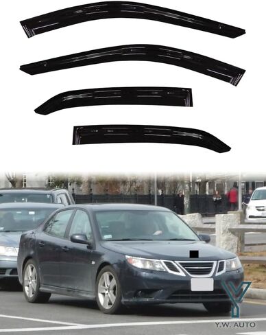 YW AUTO Out-Channel Ventvisor/Window Deflectors/Window Visor | Fits 2003-2014 Saab 9-3 Sedan, 4 pcs. in Saudi Arabia