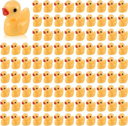 100 قطعة من البط الصغير من الراتنج البط الصغير مجسمات كبيرة للحديقة والمناظر الطبيعية الصغيرة والمنزل ولعبة المزحة ذات المناظر الطبيعية الصغيرة وحوض السمك وديكور بيت الدمى المصنوع يدويًا للمدرسة (أبيض) in Kuwait