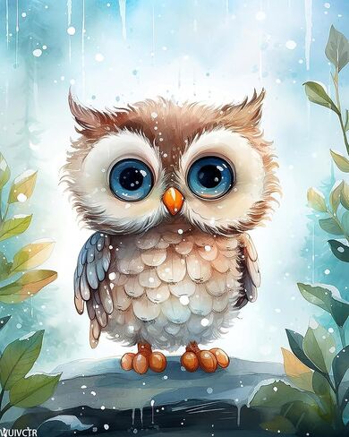 WUIVCTR Paint by Numbers Owl for Adults, Acrylic Oil Painting by Numbers Kits for Beginner with Paintbrushes Brushes Paintwork Art Canvas for Home Decor 16x20 inch / 40x50 cm in Saudi Arabia