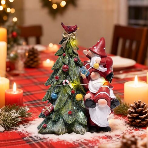 Hodao Christmas Decorations Stacked Gnomes Figurines with Light Enchanted Stack of Family Elf Handmade Swedish Tomte Christmas Decorations for Home Xmas Gifts for Table Decor in Kuwait