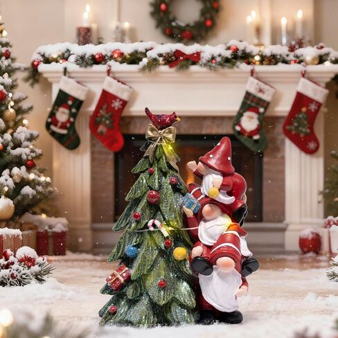 Hodao Christmas Decorations Stacked Gnomes Figurines with Light Enchanted Stack of Family Elf Handmade Swedish Tomte Christmas Decorations for Home Xmas Gifts for Table Decor in Kuwait