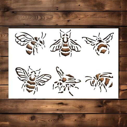 Bee Stencil Template - Reusable Big Bumble Bee Stencils for Painting on Wood, Glass, Wall Rock, Walls, Canvas, Glassware, Spray Painting, Airbrushing, Crafts (4x6.5) in Saudi Arabia