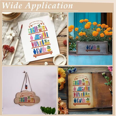 UNICRAFTALE Bookshelf Banner Label Metal Stencil Bookshelf Stainless Steel Template Photo Album Stencil Reusable Cutting Dies Drawing Stencils Template for Decorative Embossing DIY Paper Card Journal in Saudi Arabia