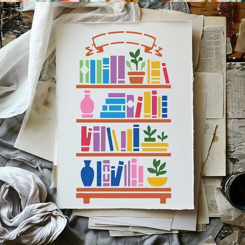 UNICRAFTALE Bookshelf Banner Label Metal Stencil Bookshelf Stainless Steel Template Photo Album Stencil Reusable Cutting Dies Drawing Stencils Template for Decorative Embossing DIY Paper Card Journal in Saudi Arabia