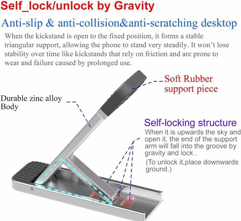 مسند للهاتف والحافظة من OCEANLOVE، حامل لاصق لهاتف iPhone على الظهر، معدن مع وسادة مطاطية، زاوية قابلة للتعديل، لهاتف iPhone15/14/14Plus/14Pro/14ProMax، iPhone13/12، Samsung S22/S21 إلخ. معظم الهواتف in Kuwait