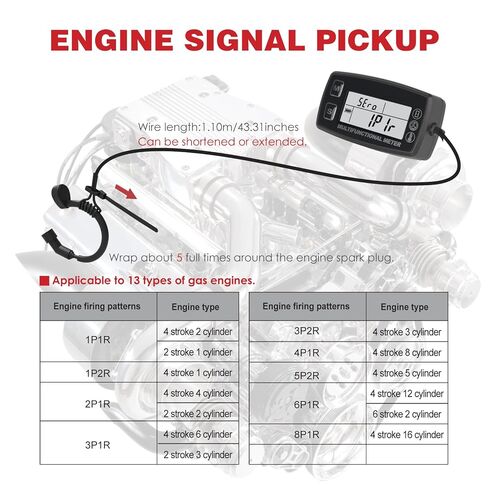 Digital RPM Hour Meter, Engine Temperature Gauge for Lawn Mower Boat Motorcycle Tractor Generator Outboard ATV etc., RPM & Temperature Alarm, Backlit Display, Battery Replaceable in Saudi Arabia