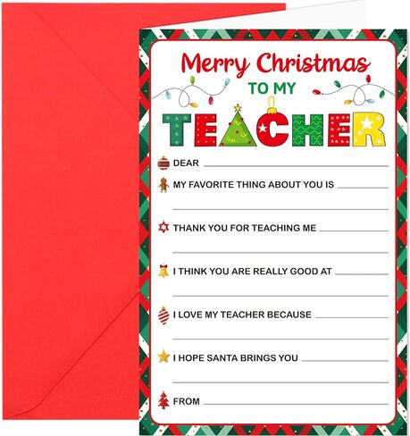 Fancy Land Christmas Teacher Card Fill in the Blank Thank You Cards for Teachers Holiday Supplies in Saudi Arabia