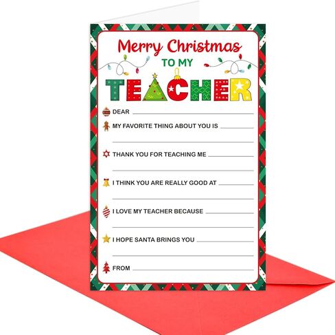 Fancy Land Christmas Teacher Card Fill in the Blank Thank You Cards for Teachers Holiday Supplies in Saudi Arabia