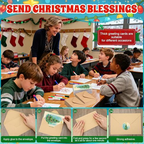 Tenceur 24 Sets Christmas Tree Cards with Envelopes Set Christmas Greeting Cards Bulk Happy Holiday Postcards for Winter Season Gift Xmas New Year Party Favors, 24 Designs in Saudi Arabia
