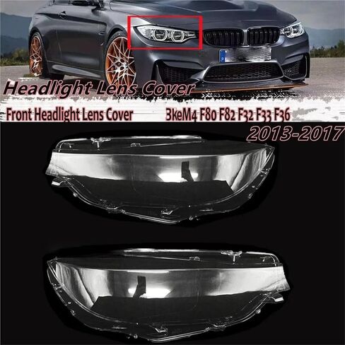 غطاء المصباح متوافق مع BMW 4 Series M4 F32 F33 F36 F82 2013-2017 سيارة عدسة المصباح الأمامي غطاء شفاف عاكس الضوء كشافات قذيفة (يسار فقط) in Saudi Arabia