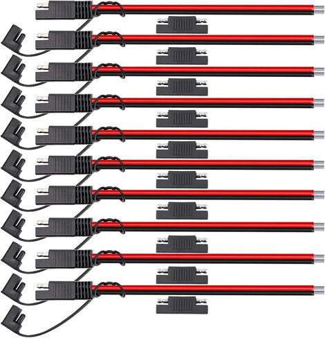 TMH Connector Cable 1 FT SAE Extension 14 AWG Cable, 15A Quick Connector Disconnect Plug for Solar Panel, Cars, Tractor, RV, Single SAE Plug - 2 Pin (10 Packs) in Saudi Arabia