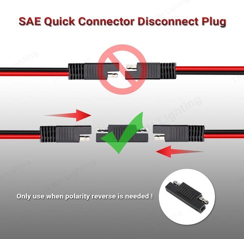 TMH Connector Cable 1 FT SAE Extension 14 AWG Cable, 15A Quick Connector Disconnect Plug for Solar Panel, Cars, Tractor, RV, Single SAE Plug - 2 Pin (10 Packs) in Saudi Arabia