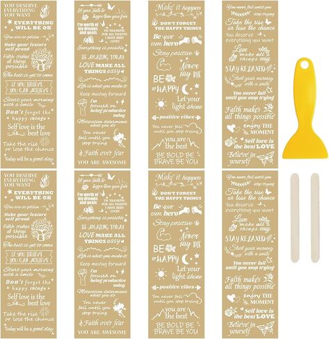 WANDIC 8 Sheets Gilding Rub On Transfer Stickers, Gold Foil Incentive Theme Transfers Waterproof Furniture Decals for Scrapbook Window DIY Decoration,10 * 30cm in Saudi Arabia