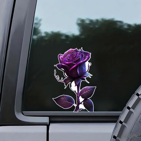 2 PCS Purple Rose Waterproof Vinyl Decals Floral Design for Car Truck Bumper Motorcycle Laptop Wall A-144 in Kuwait
