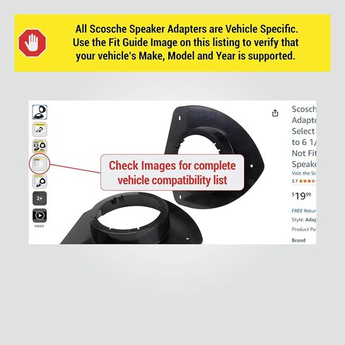 Scosche Compatible with Select 2002 to 2004 Oldsmobile Bravada, 2002 to 2009 Chevrolet Trailblazer & GMC Envoy & 2004 to 2008 Isuzu Ascender 5.25" - 6.5" Speaker Adapters (1 Pair) SAGTE6 in Saudi Arabia