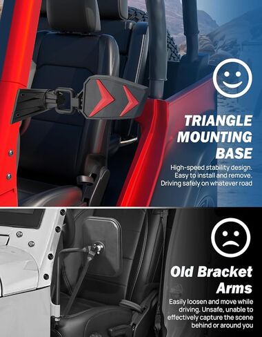 JOYTUTUS Wrangler Mirrors Doors Off Compatible with Wrangler JK TJ 1997-2018, Easy-Install Quick Release No Vibrate & Wobble Wrangler Doorless Side Mirrors for Safe Doors Off Driving (Not Fit JL) in Kuwait