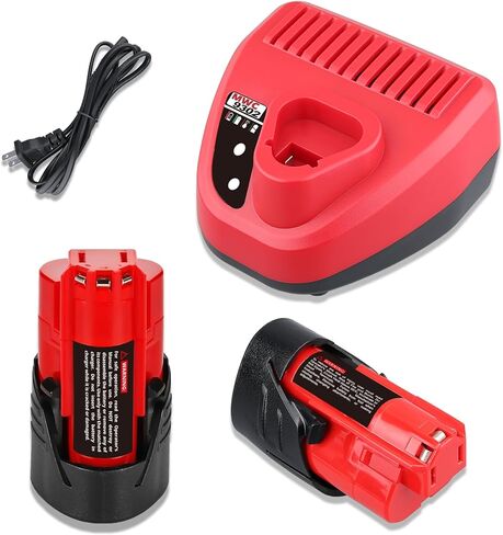 2PACK M-12 3.5 12V بطارية ليثيوم أيون واستبدال شاحن N12 لبطارية ميلووكي 12 فولت متوافقة مع 48-11-2440 48-11-2412 48-11-2460 48-11-2411 48-11-2420 48-11-2401 12 فولت أدوات لاسلكية in Kuwait