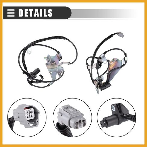 مستشعر ABS أمامي يسار يمين، مستشعر سرعة العجلة، لسيارة لكزس LX470 1998-2007، معدن، رقم 8954260040/8954360040، أسود، قطعتان بديلتان in Saudi Arabia
